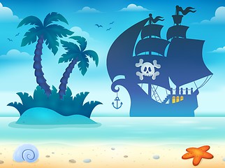 Image showing Pirate vessel silhouette theme 2