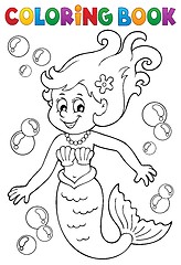 Image showing Coloring book mermaid topic 1