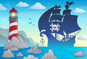 Image showing Pirate vessel silhouette theme 3