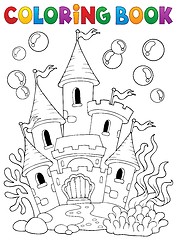 Image showing Coloring book underwater castle 1