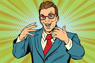 Image showing Gesticulating joyful businessman with glasses