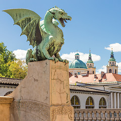 Image showing Dragon bridge, Ljubljana, Slovenia, Europe.