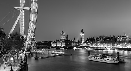 Image showing London Eye, Big Ben and Houses of parliament in London, UK.