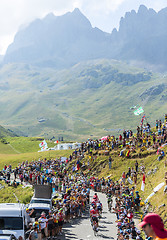 Image showing Group of Cyclists on Col du Glandon - Tour de France 2015