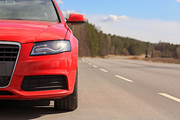 Image showing Red Car by Road