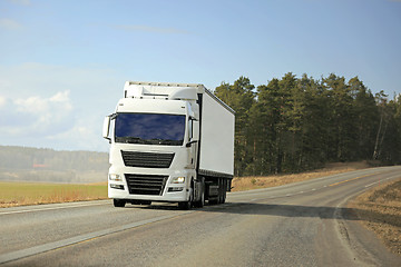 Image showing White Semi Truck Road Transport