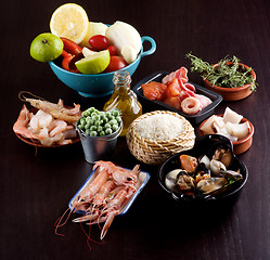 Image showing Raw Ingredients for Paella