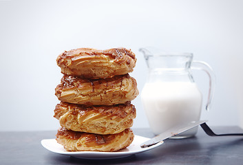 Image showing Glazed Doughnuts on a dessert plate