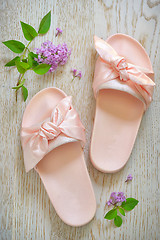 Image showing Rose pink woman slippers