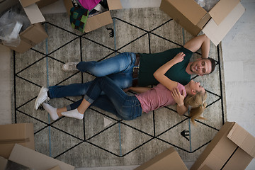 Image showing Top view of attractive young couple