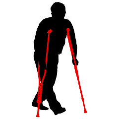 Image showing Silhouette of disabled people on a white background. illustration