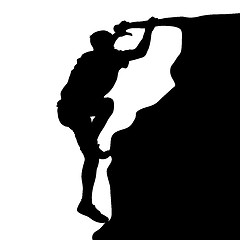 Image showing Black silhouette rock climber on white background