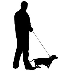 Image showing Silhouette of people and dog. illustration