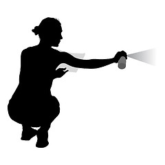 Image showing Silhouette woman holding a spray on a white background. illustration