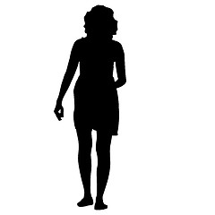 Image showing Black silhouette woman standing, people on white background