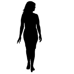 Image showing Black silhouette woman standing, people on white background