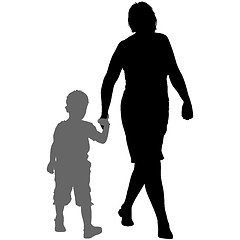 Image showing Silhouette of happy family on a white background. illustration.