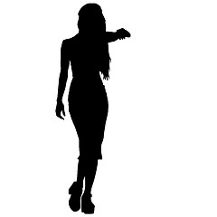 Image showing Black silhouette woman standing, people on white background