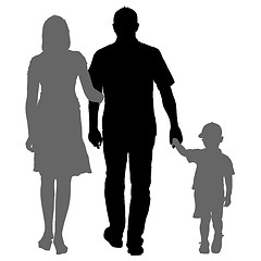 Image showing Silhouette of happy family on a white background. illustration.