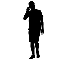 Image showing Black silhouette man standing, people on white background