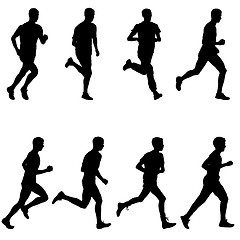 Image showing Set of silhouettes. Runners on sprint, men. illustration