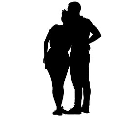 Image showing Silhouette man and woman walking hand in hand