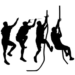 Image showing Set Black silhouette rock climber on white background