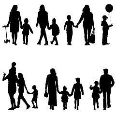 Image showing Set silhouette of happy family on a white background. illustration.