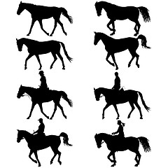 Image showing Set silhouette of horse and jockey