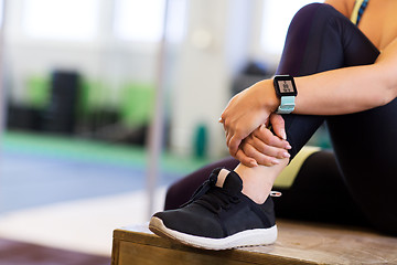 Image showing close up of woman with heart rate tracker in gym