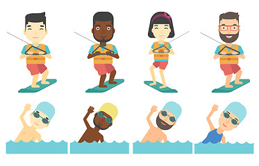 Image showing Vector set of water sport characters.