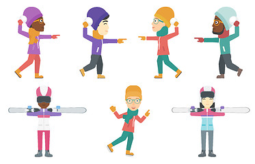 Image showing Vector set of winter sport characters.