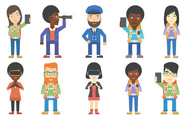 Image showing Vector set of tourists and business characters.