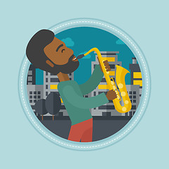 Image showing Musician playing saxophone vector illustration.