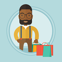 Image showing Man with shopping bags vector illustration.
