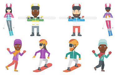 Image showing Vector set of winter sport characters.