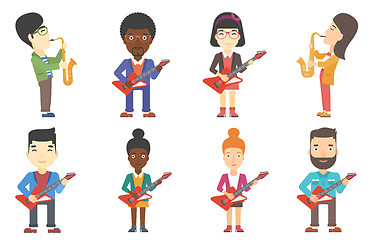 Image showing Vector set of musicians characters.