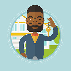 Image showing Real estate agent with key vector illustration.