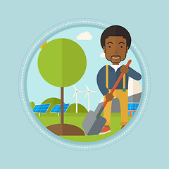 Image showing Man plants tree vector illustration.