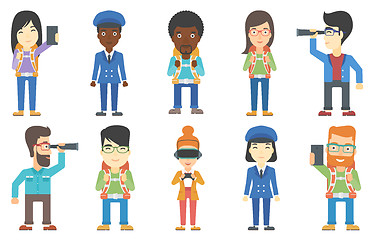 Image showing Vector set of tourists and business characters.