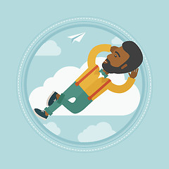 Image showing Businessman lying on cloud vector illustration.