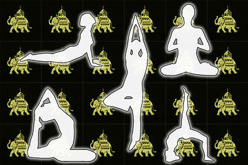 Image showing Yoga white siluettes