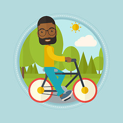 Image showing Man riding bicycle in the park vector illustration