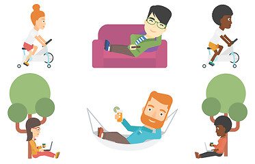 Image showing Vector set of sportsmen and business characters