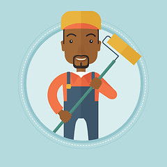 Image showing Painter with paint roller vector illustration.