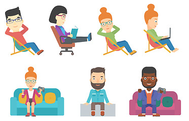 Image showing Vector set of business characters and tourists.