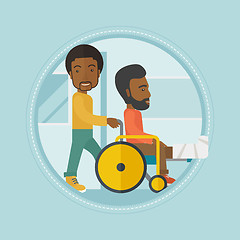 Image showing Man pushing wheelchair with patient.