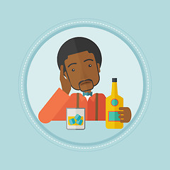 Image showing Man drinking alone at the bar vector illustration.