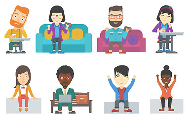 Image showing Vector set of business characters and gamers.