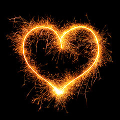 Image showing Heart from sparkler on black